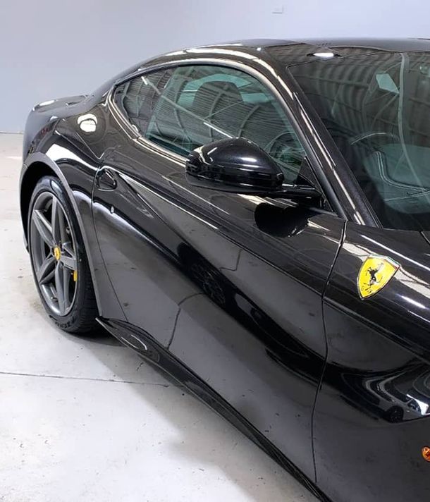 Black Ferrari after professional detailing